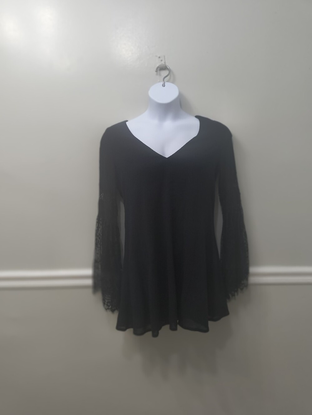 L*SPACE Burning Sun Tunic Beach Cover-Up Mini Dress M Black Whimsigoth Witchy